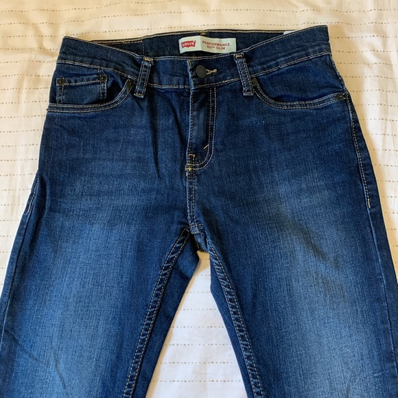 EUC Levi’s Blue Denim and Gold Stitch Performance 511 Slim Stretch - Picture 5 of 9